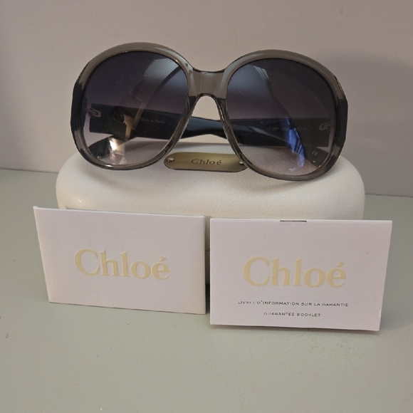 Chloe Accessories - Like New Chloe Round Sunglasses, Gray and Black.